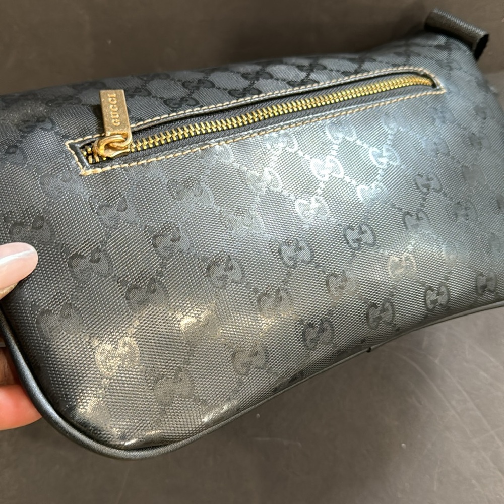 Gucci Black Monogram Belt Bag with Gold Hardware - Picture 7 of 16